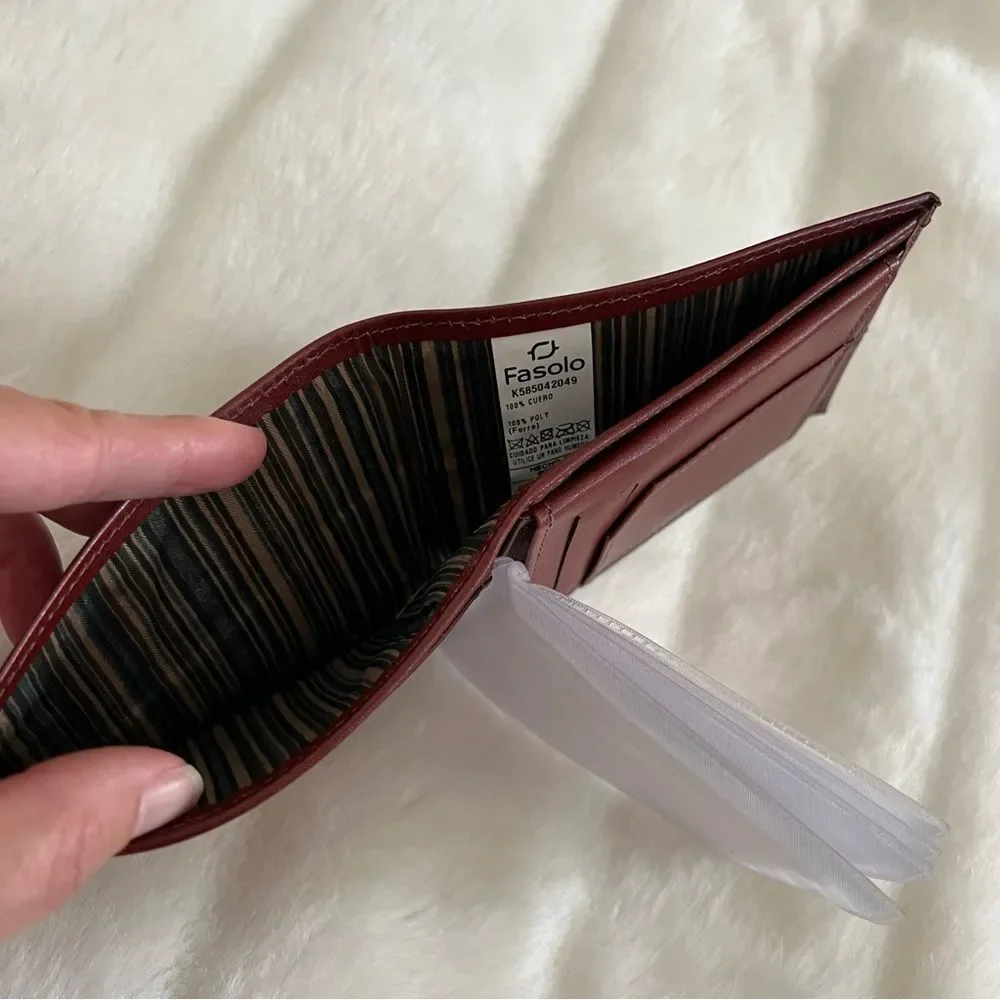 Men’s Leather Bifold Wallet by Aldo Nero  Gorgeous Bicolor Rich Dark Brown